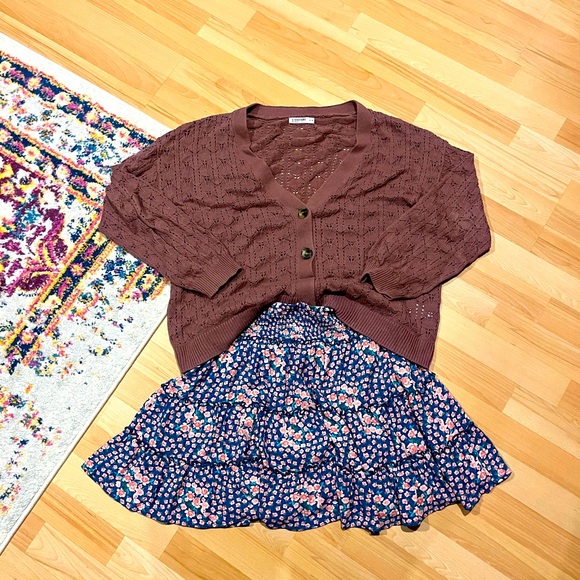 Mauve puff sleeve knit cardigan - Picture 3 of 8